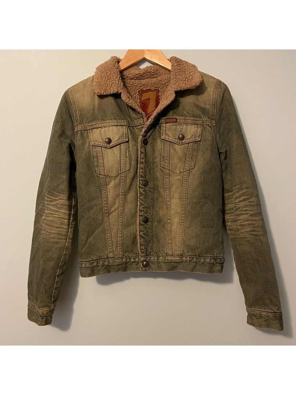 7 For All Mankind Vintage Sherpa Lined Jean Jacket Small